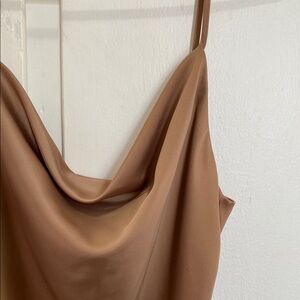 Brown Cowl Neck Slip Dress
